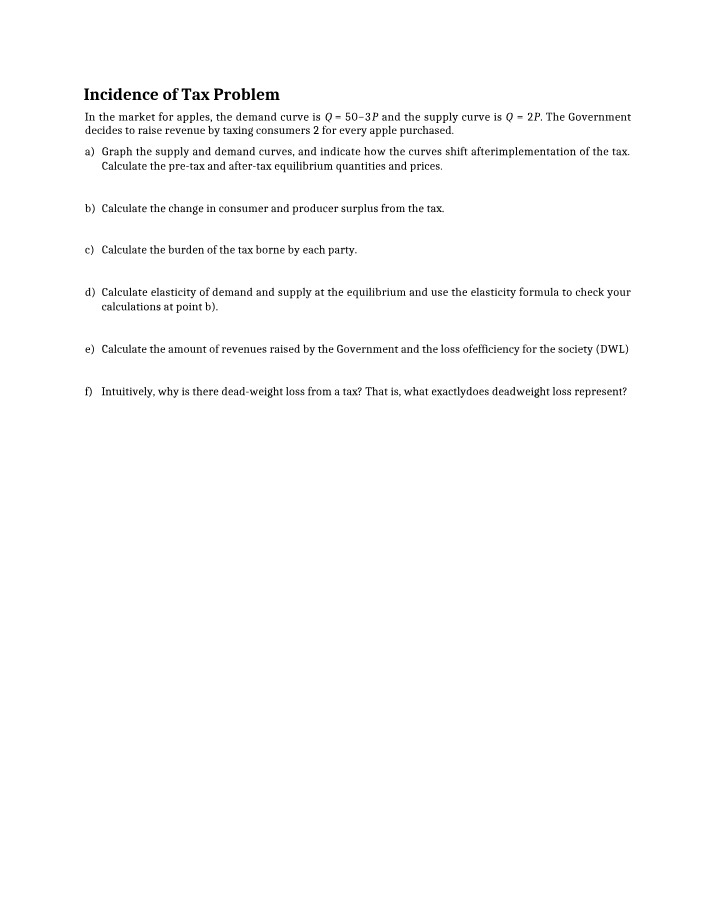 Tax Incidence Problem