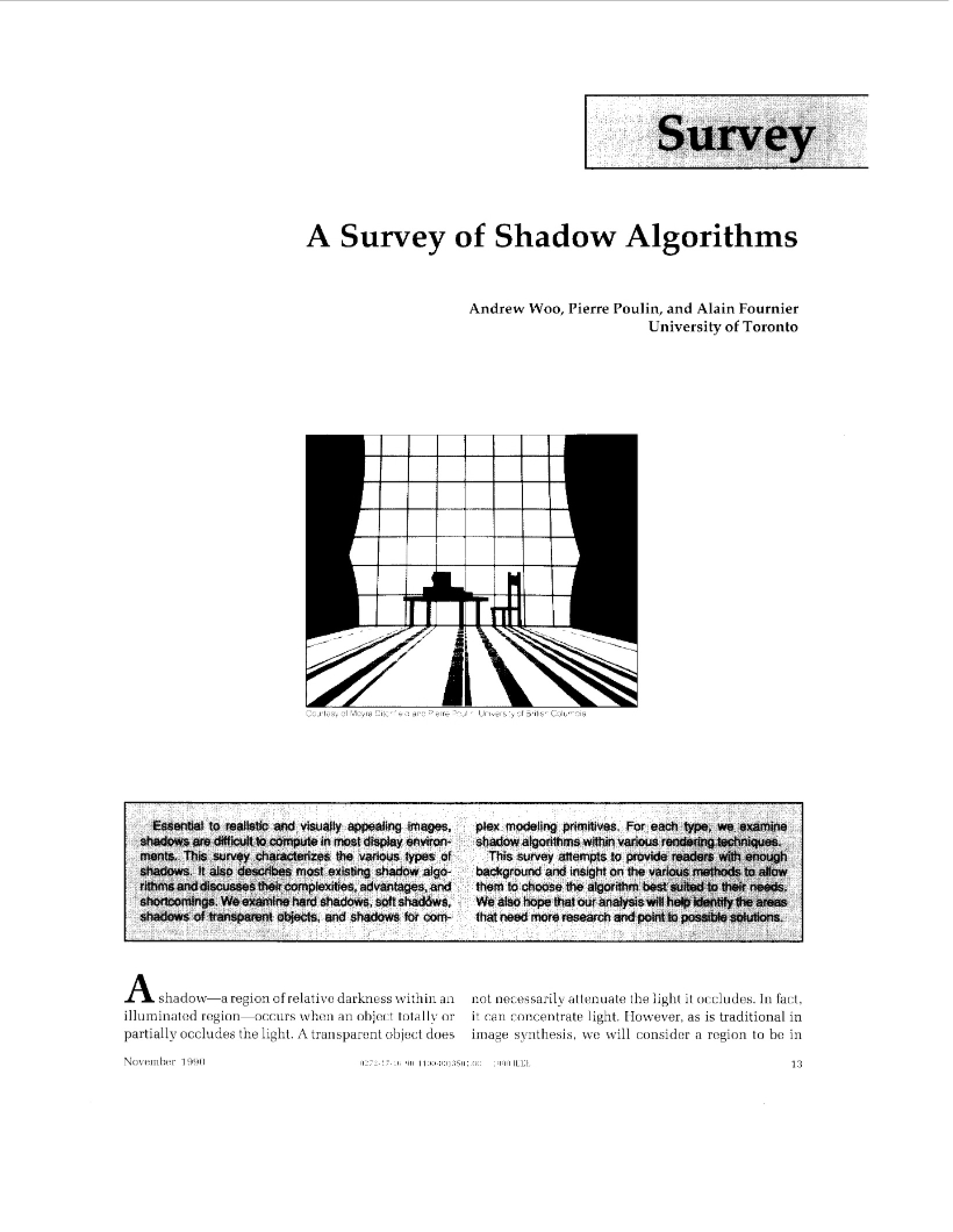 Shadow Algorithms Survey