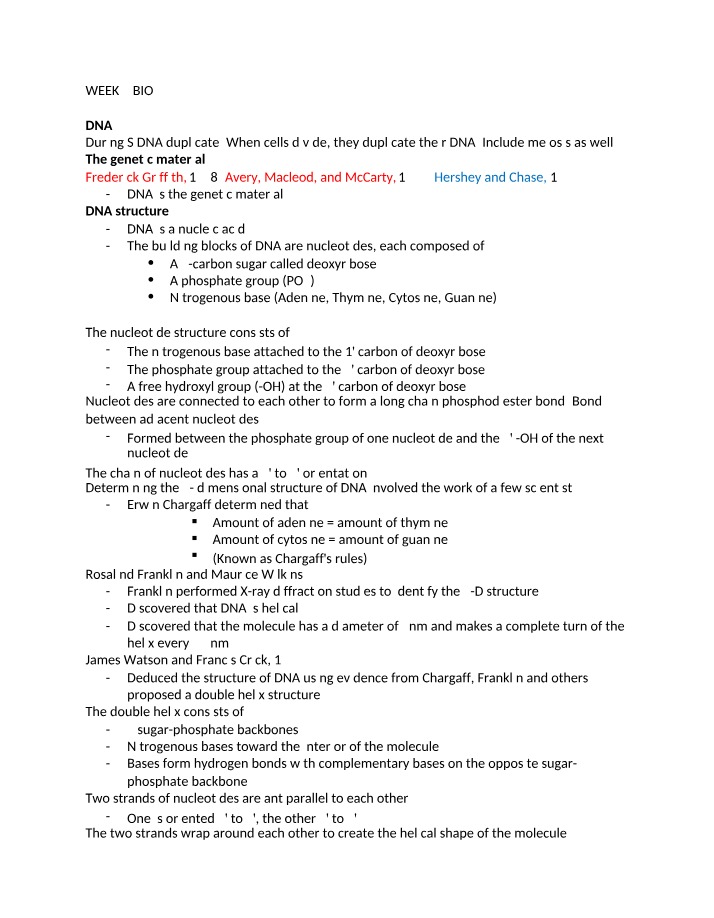 DNA and Chromosomes Study Notes