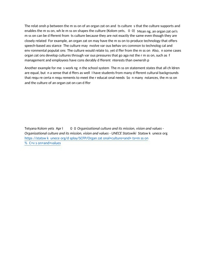 Organizational Culture - Mission, Vision, and Values