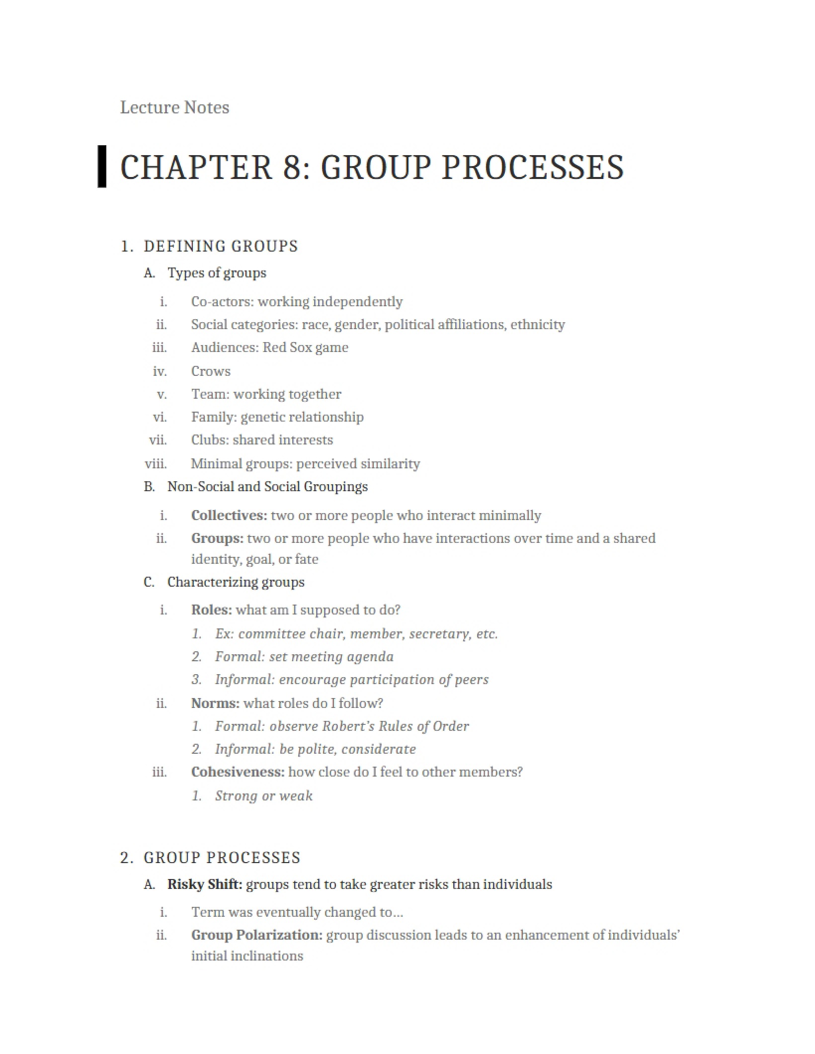Group Processes Chapter 8