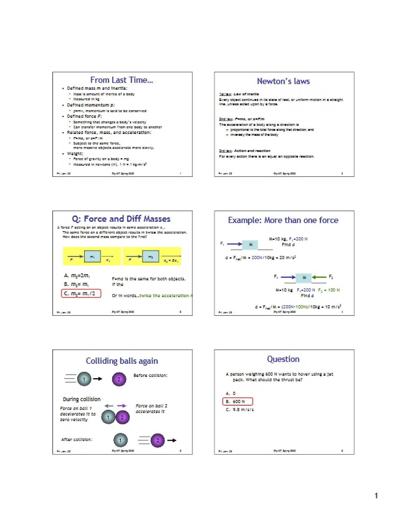 Different Masses and Force