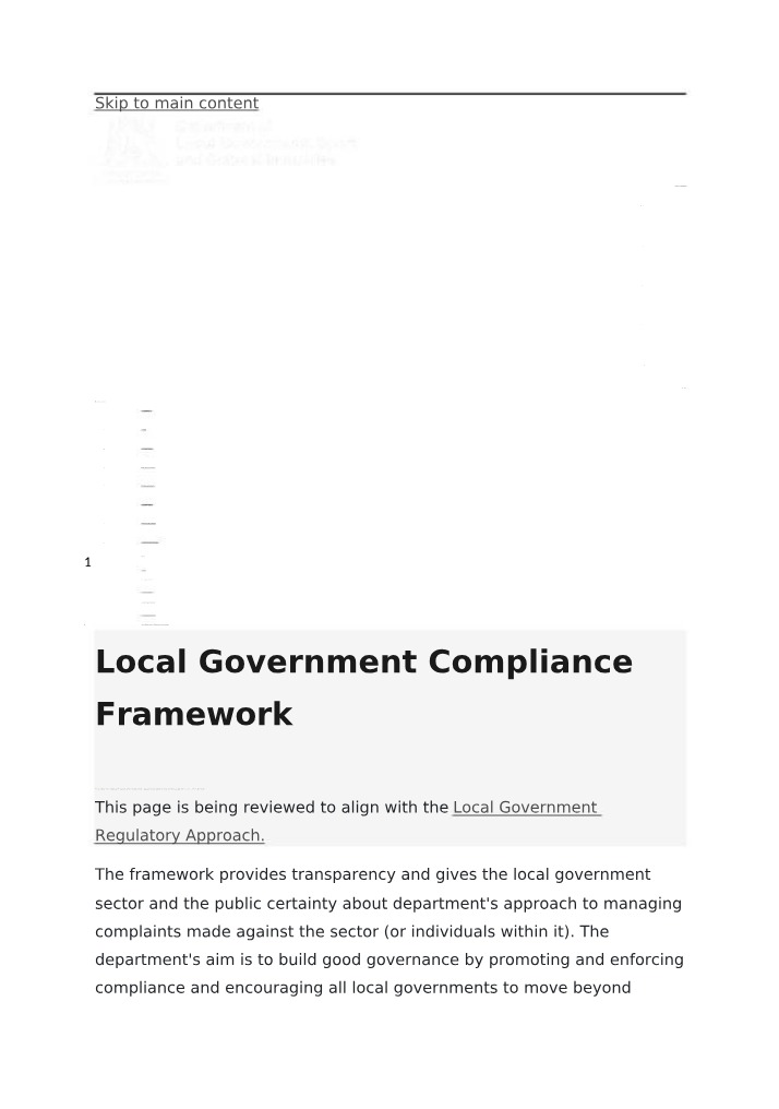 Compliance Framework for Local Government