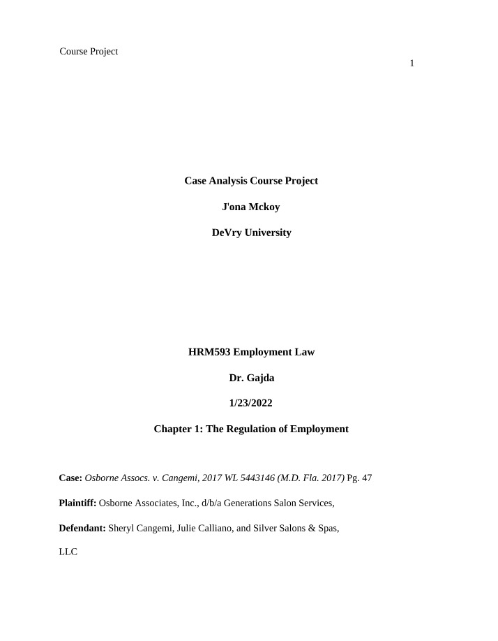 HRM593 Course Project Case Analysis