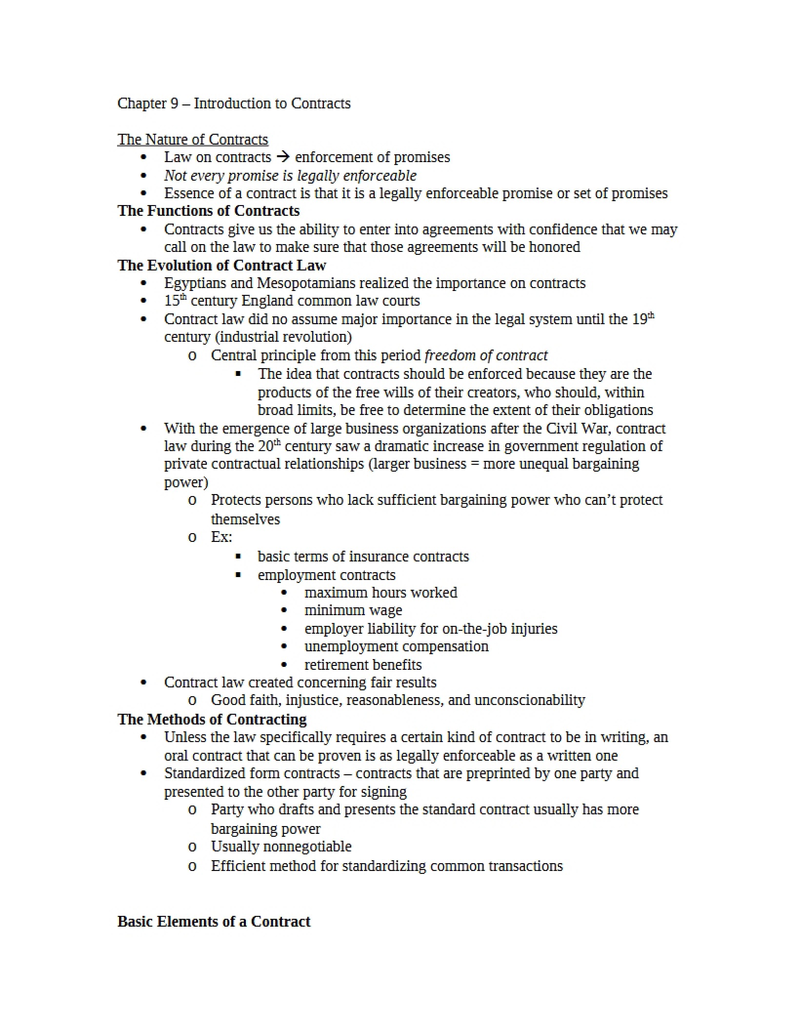 Contracts Introduction Chapter Nine