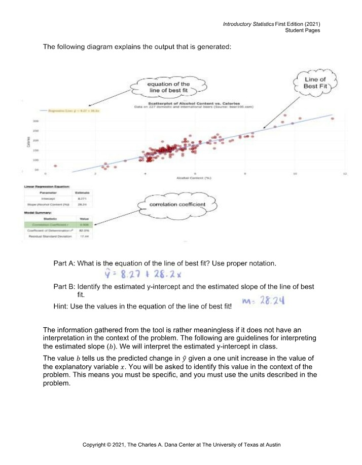 Linear Regression - Equations and Interpretations