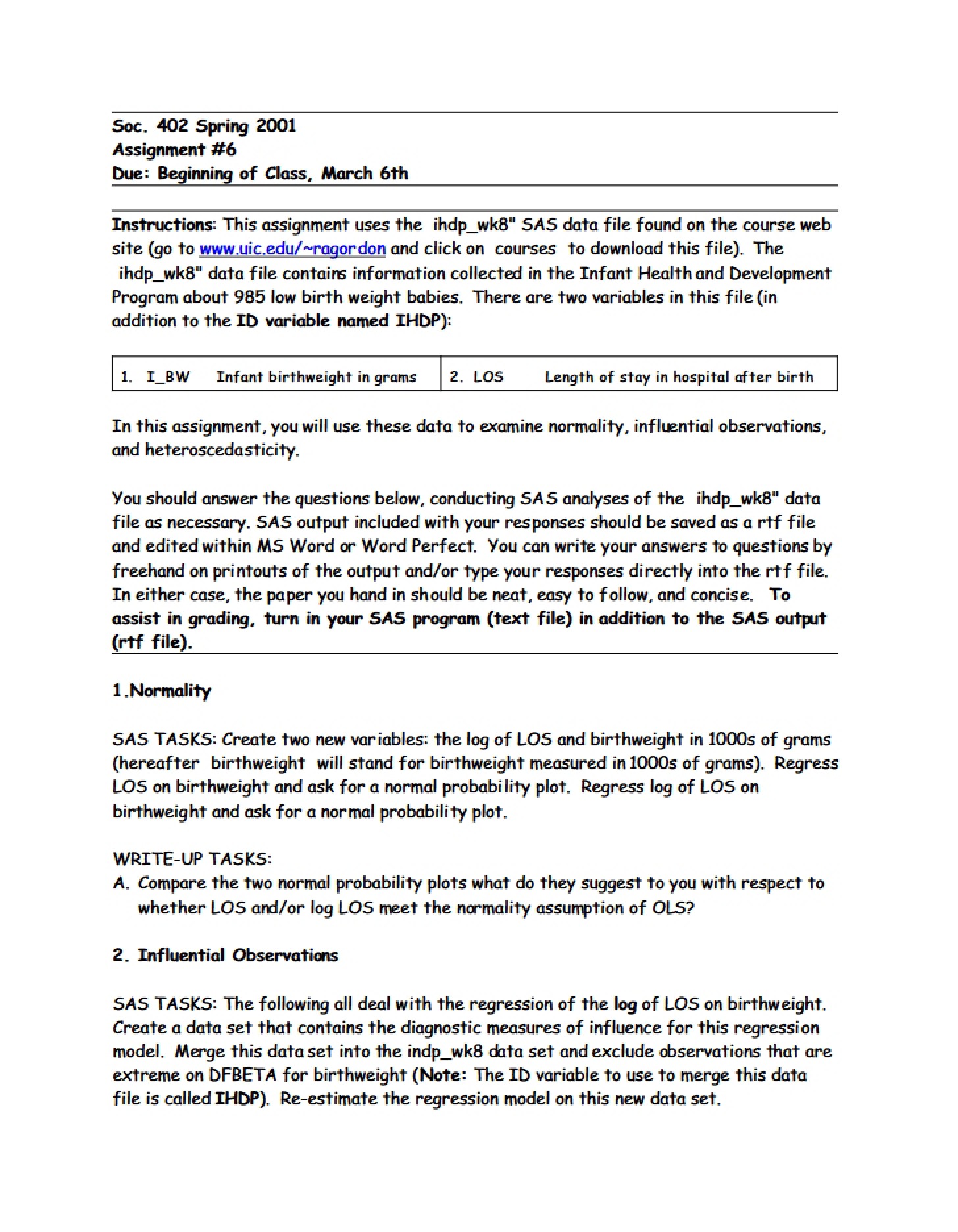 Sixth Assignment