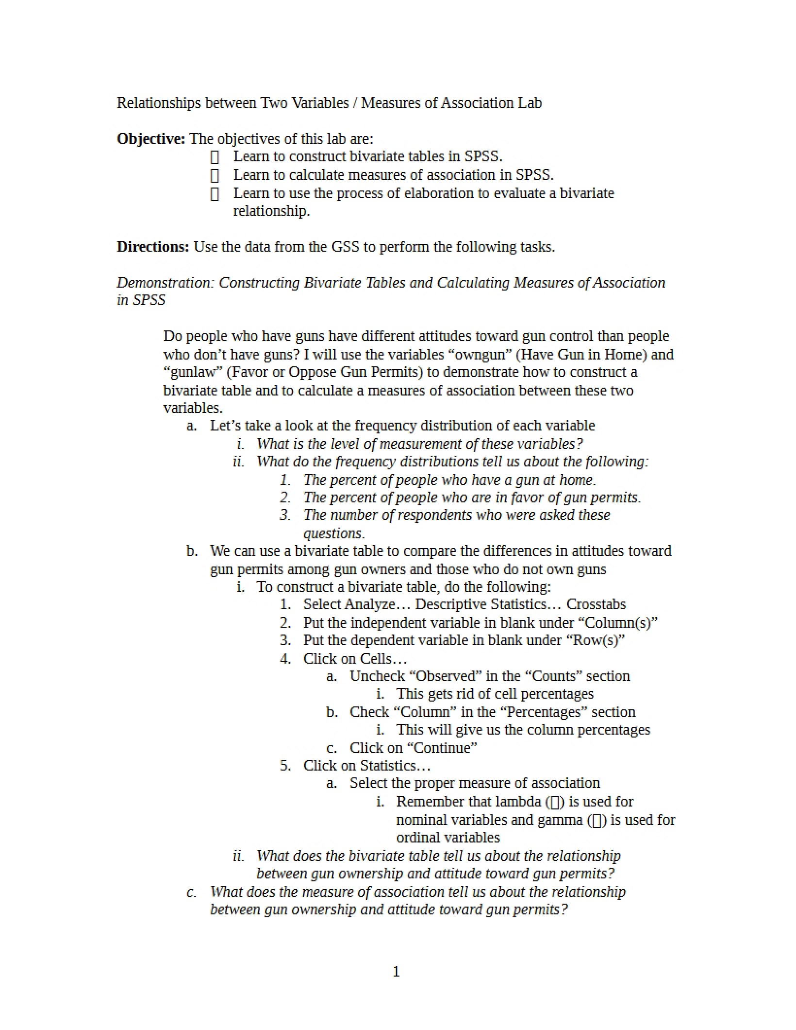 Laboratory Measures of Association