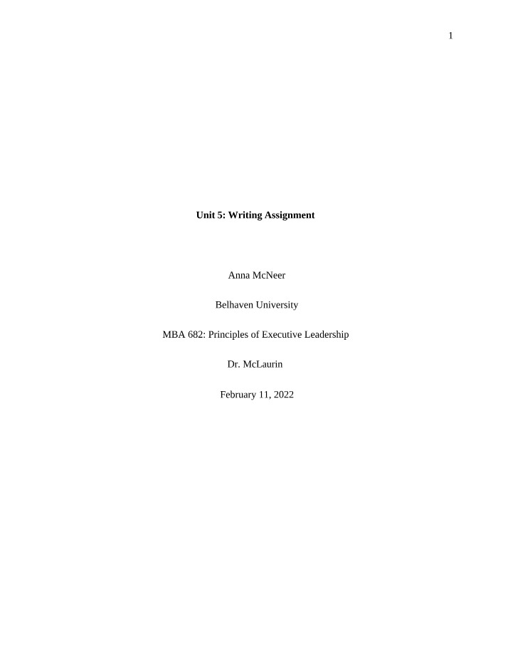 Writing Assignment - Unit 5