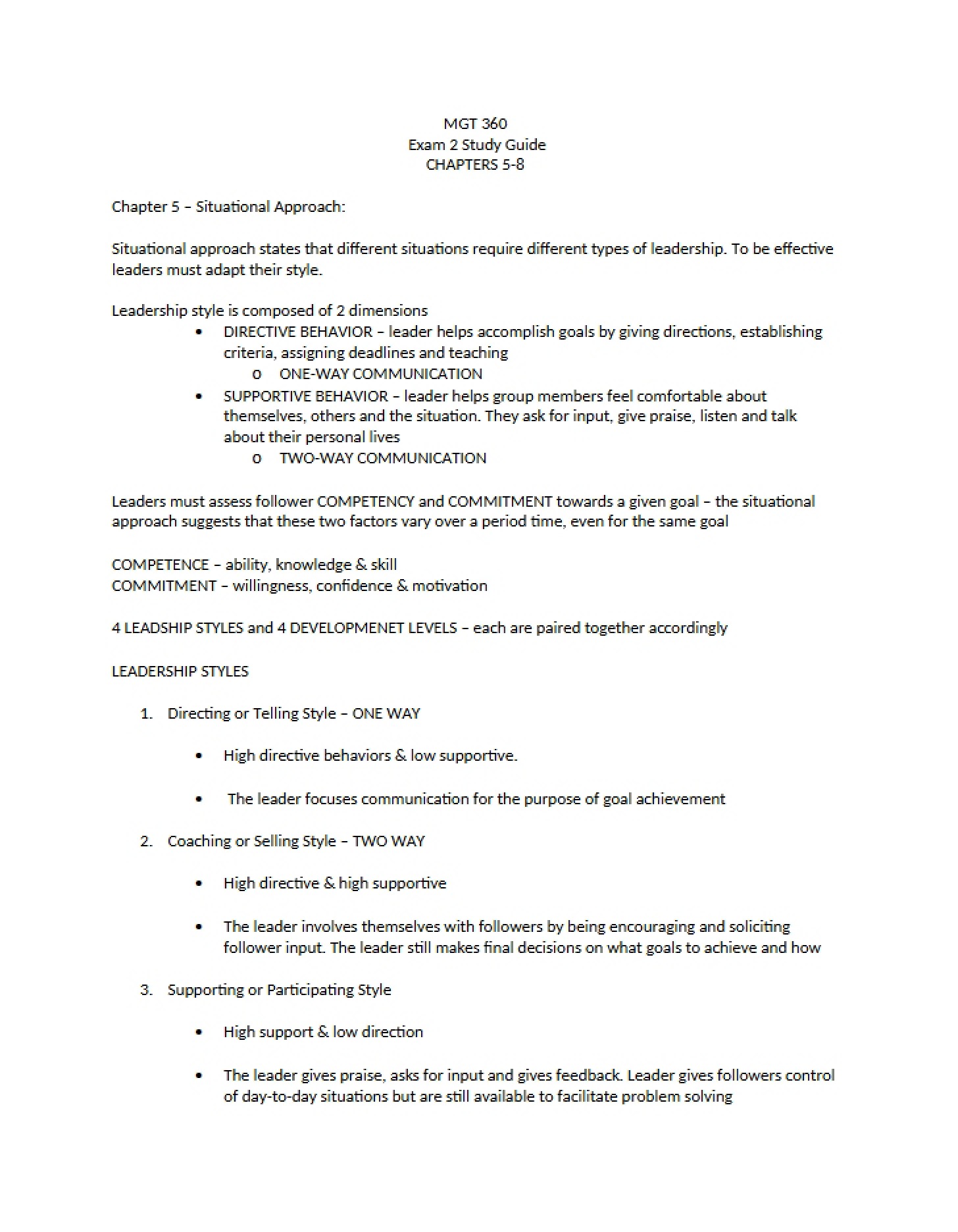 Study Guide for Exam 2
