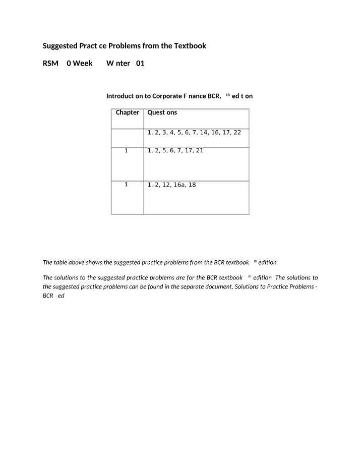 RSM333 - Week 7 Practice Problems