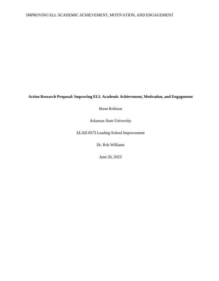 Proposal for Action Research