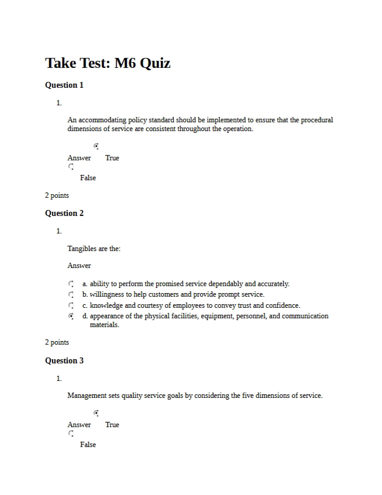 Quiz for Module 6