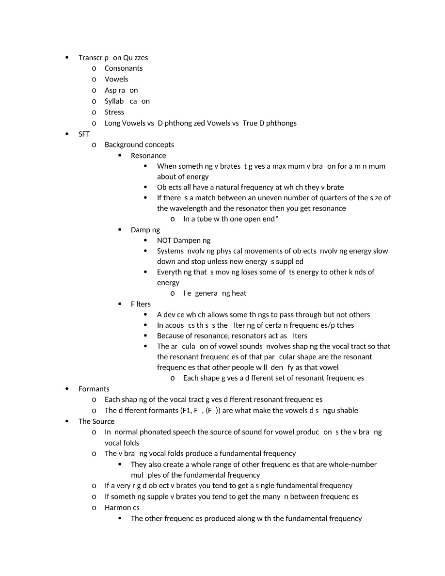 Phonetics and Phonology Study Notes