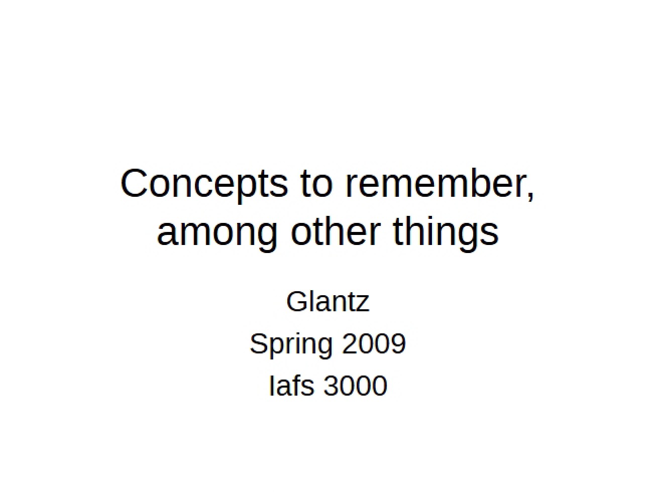 Concepts to Remember