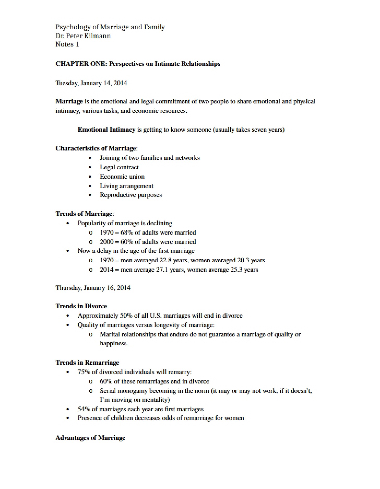 Test One Notes