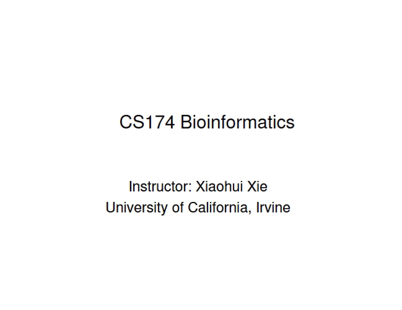 Overview of Bioinformatics