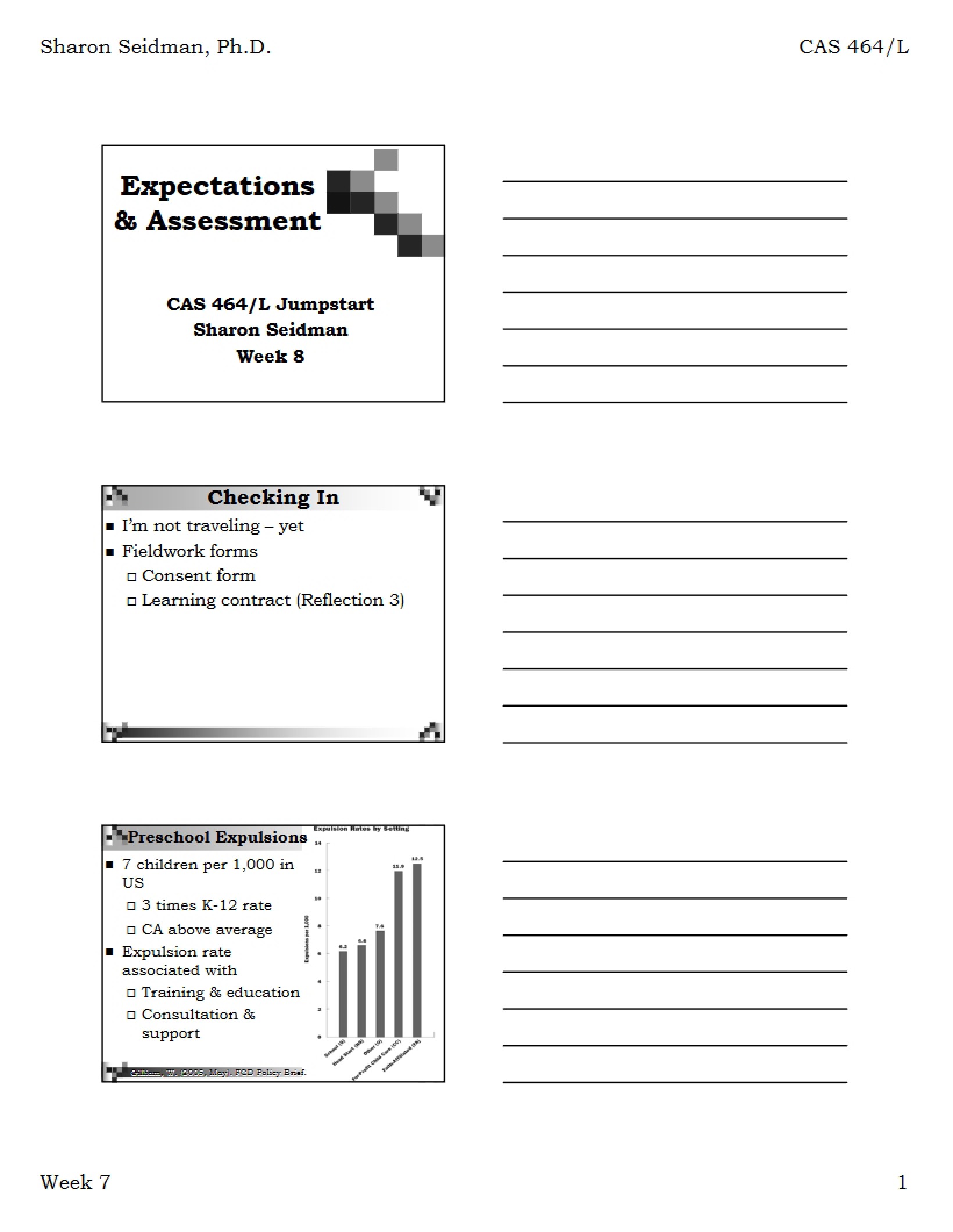 Assessment Protocols and Expectations