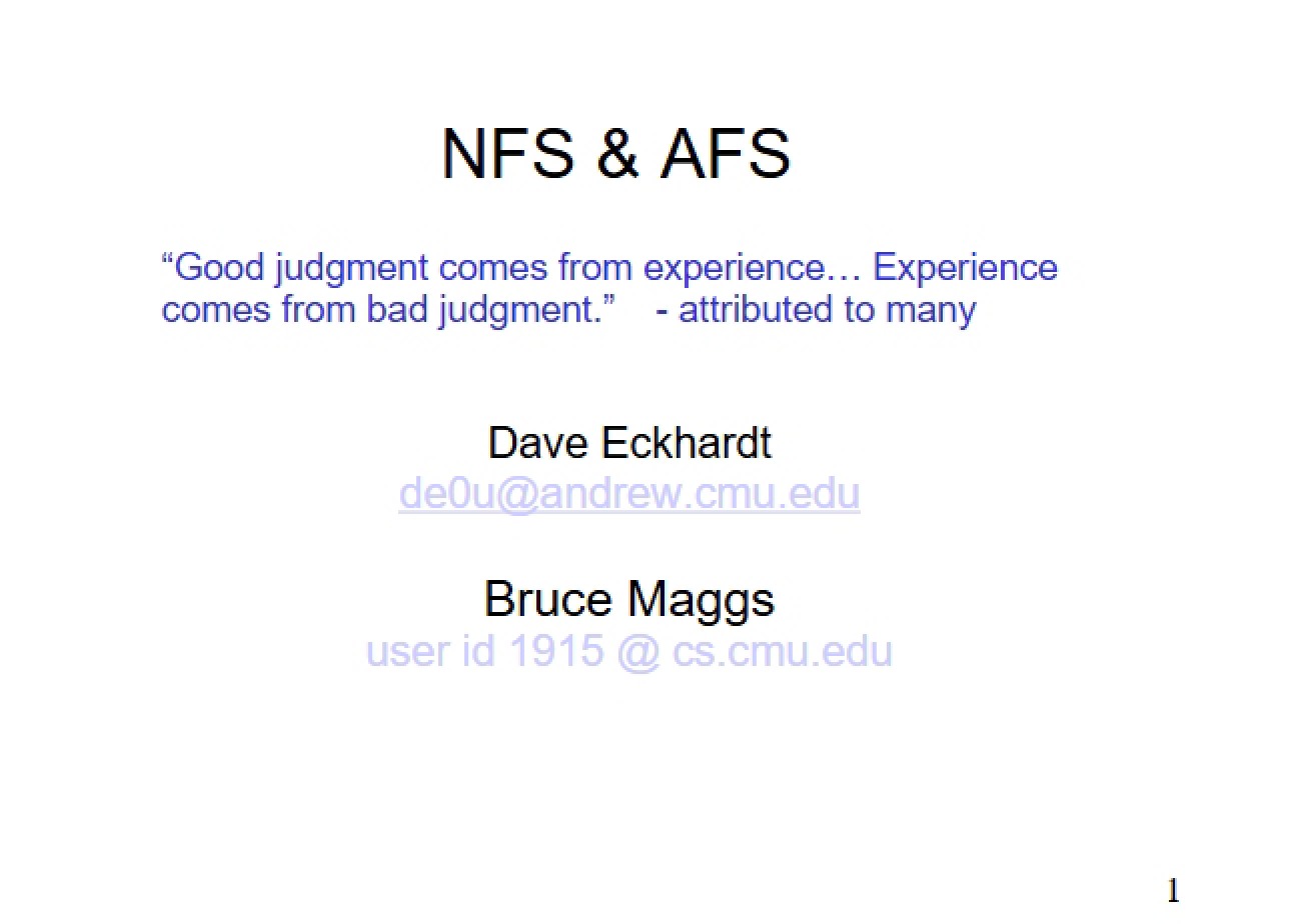 NFS and AFS Lecture 30