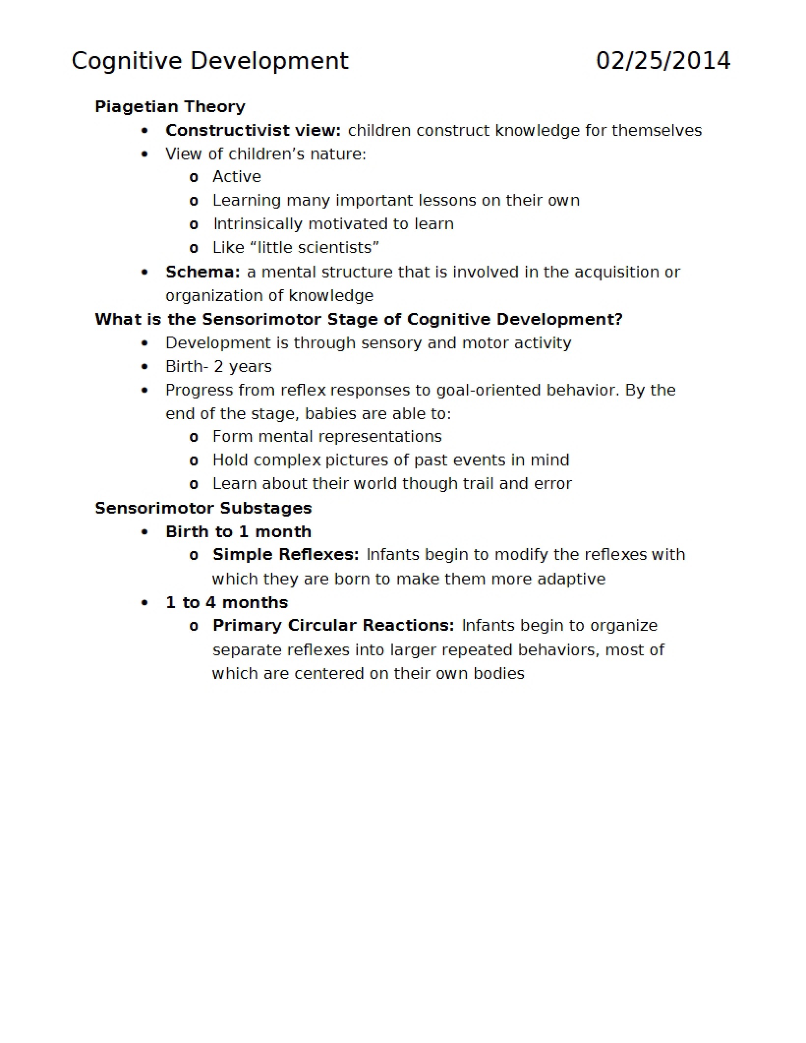 Development of Cognition