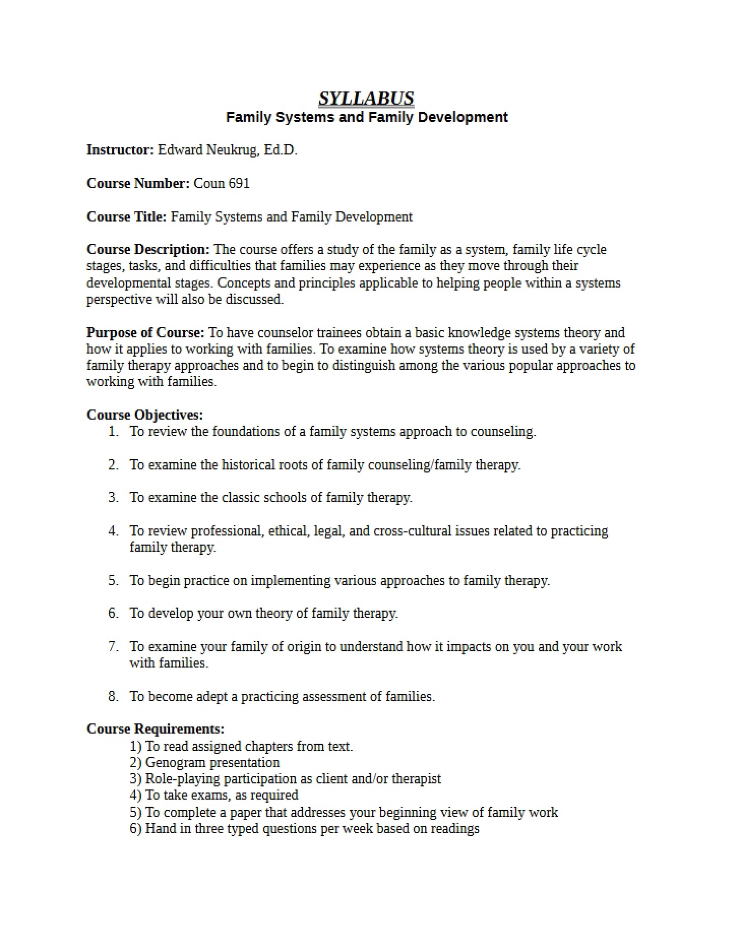 Course Syllabus