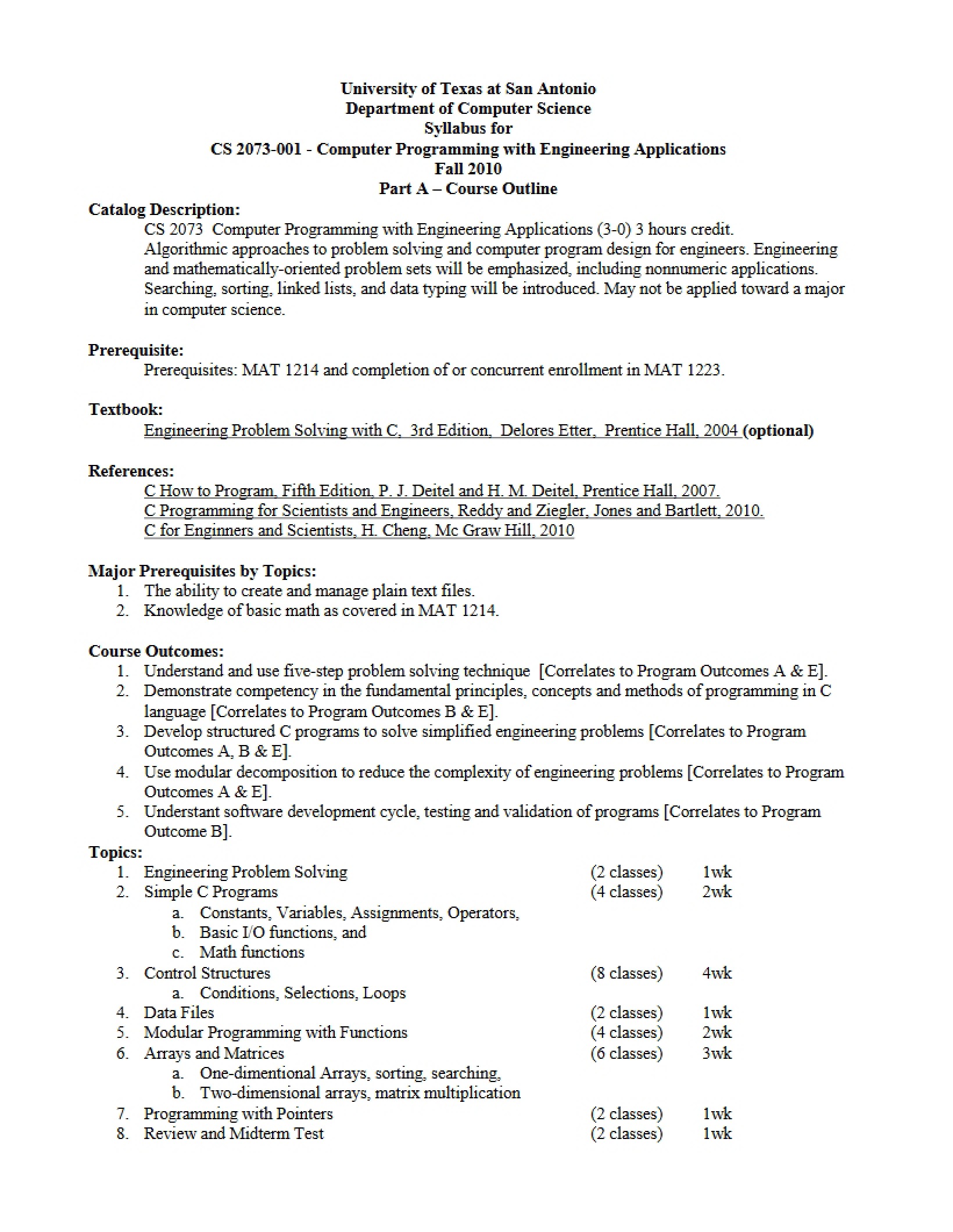Engineering Application Programming Syllabus