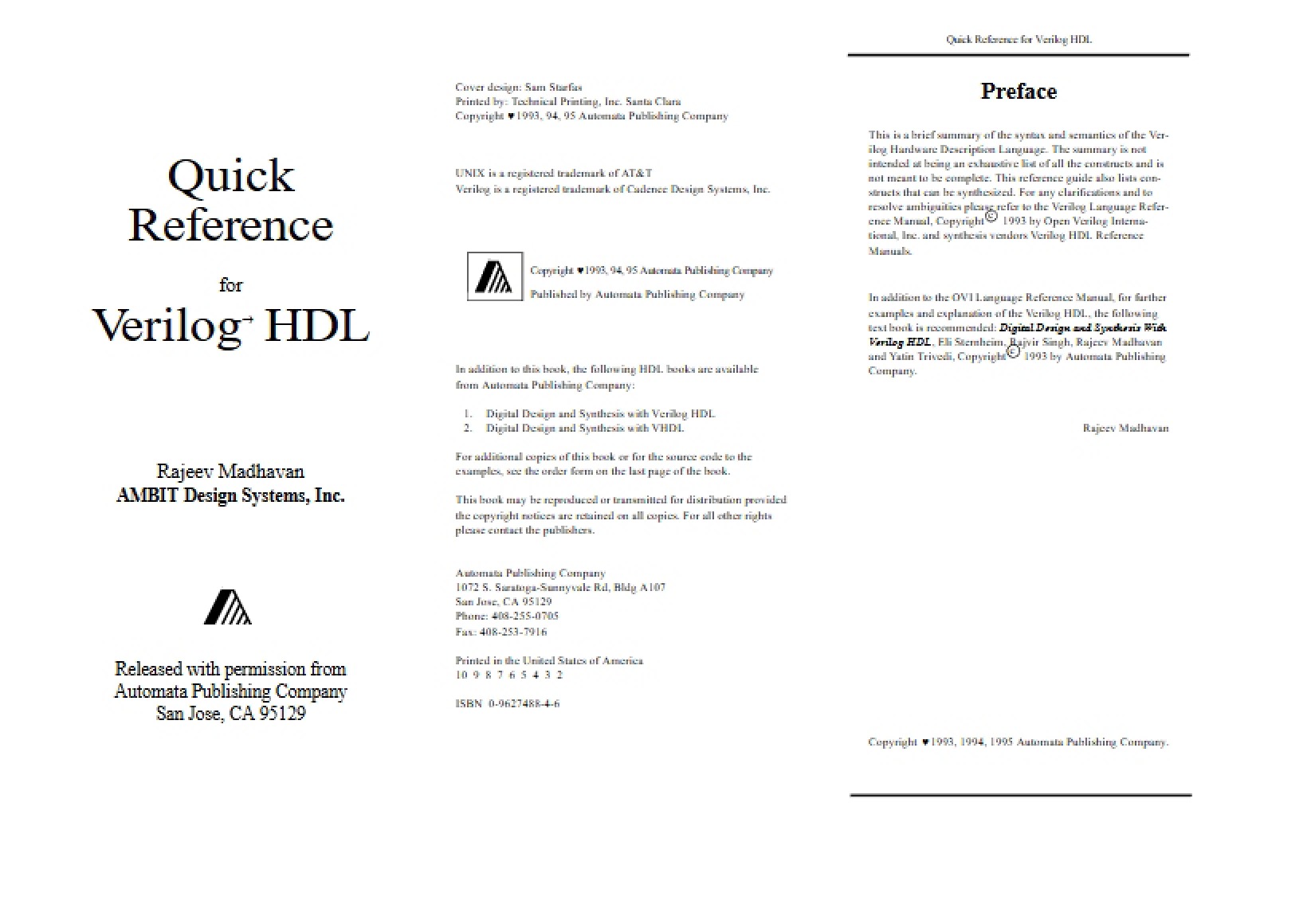 Quick Reference for Verilog