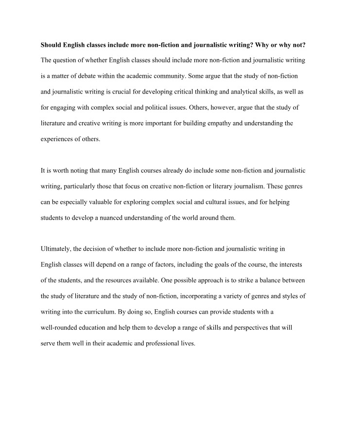Benefits of Non-Fiction Writing in English
