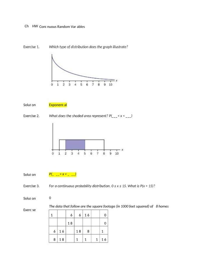 Types of Continuous Random Variables (Exponential, Uniform)