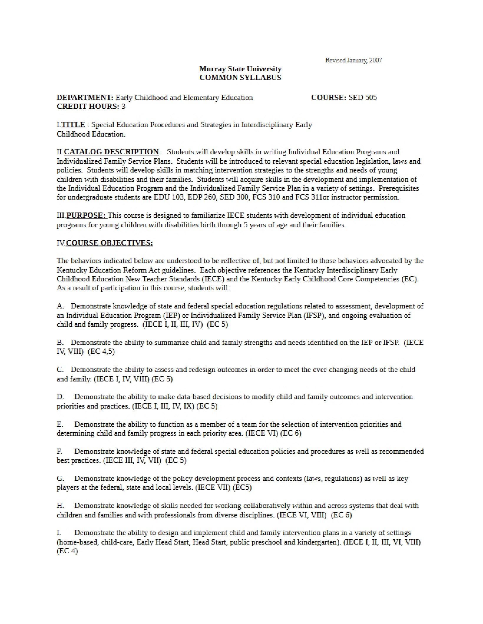Syllabus - SED 505