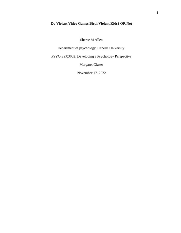 Influence of Violent Video Games on Youth Behavior