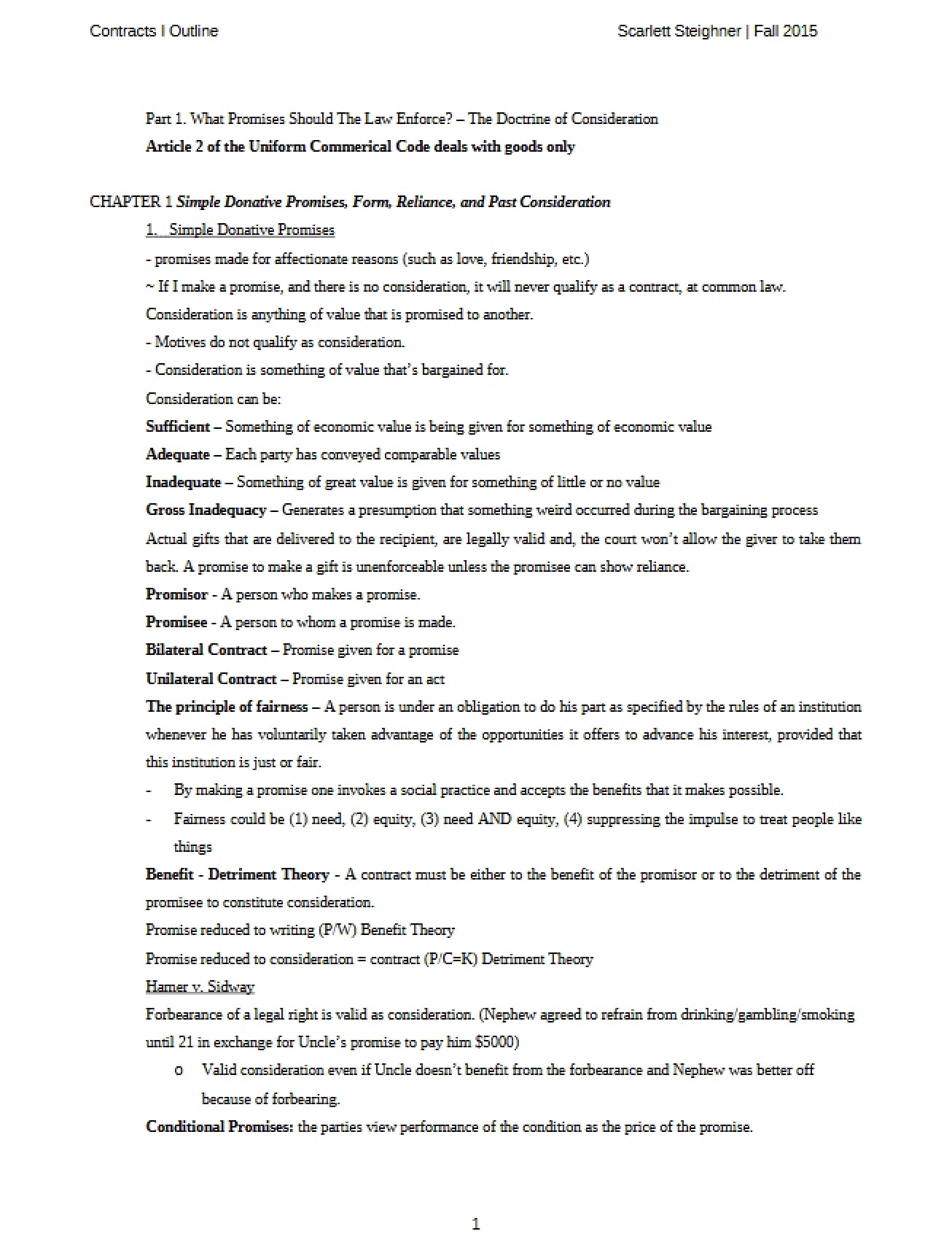 Simple Donative Promises (Ch. 1)