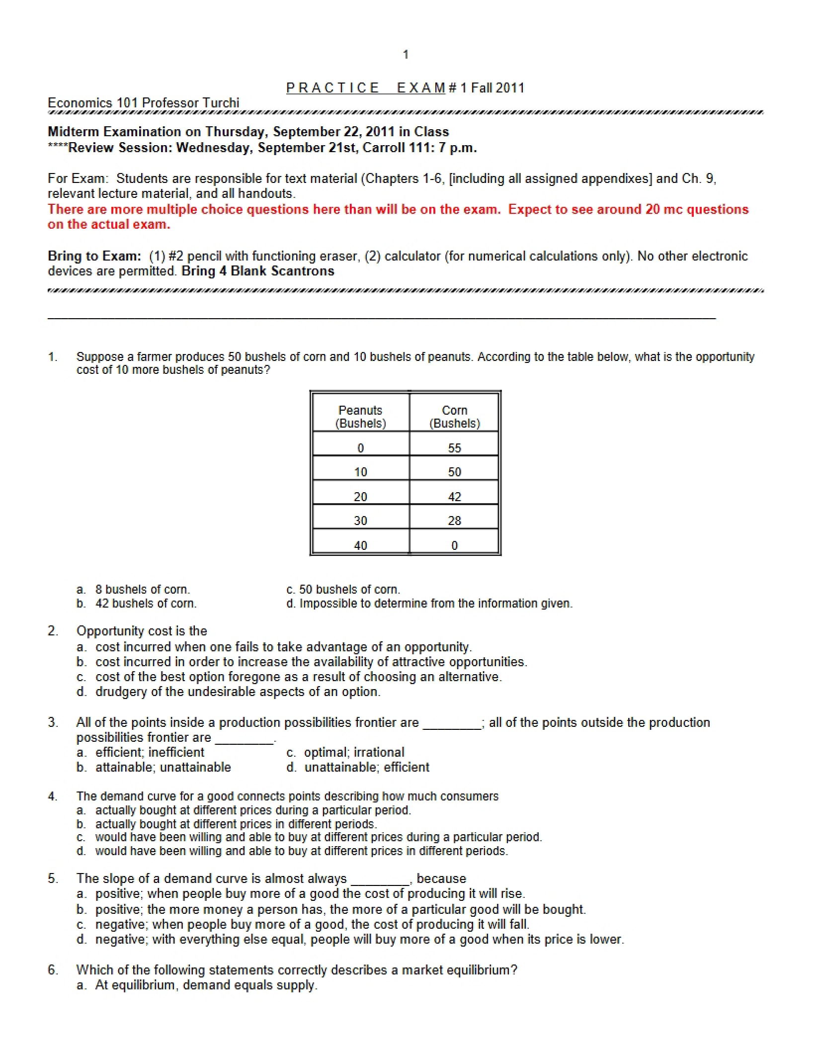 First Practice Examination
