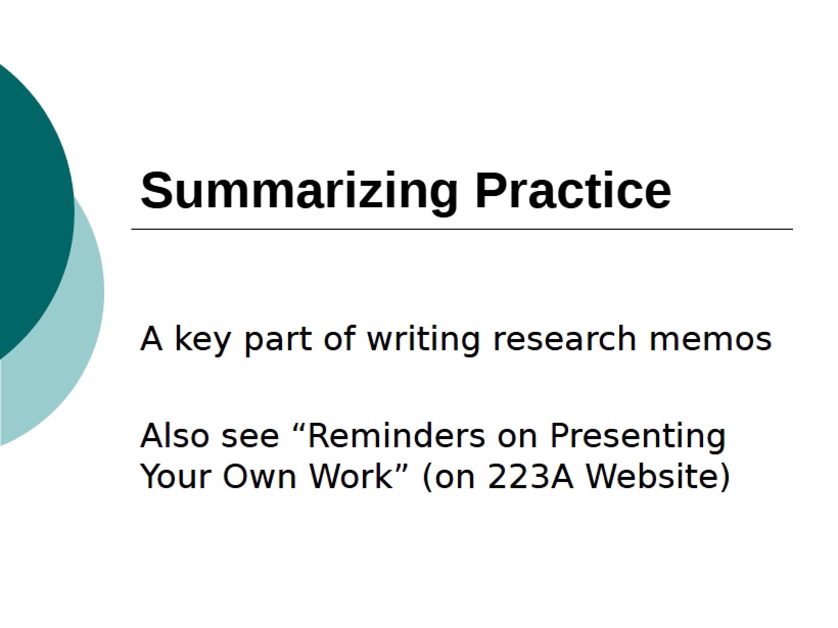 Practice in Summarizing