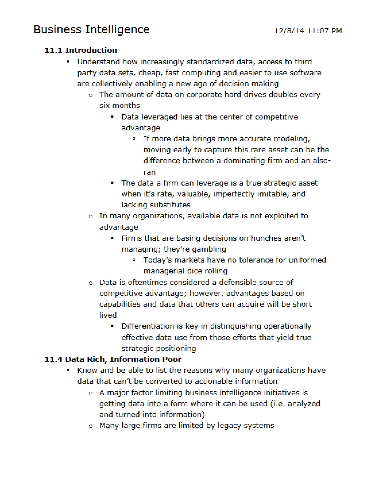 Intelligence in Business