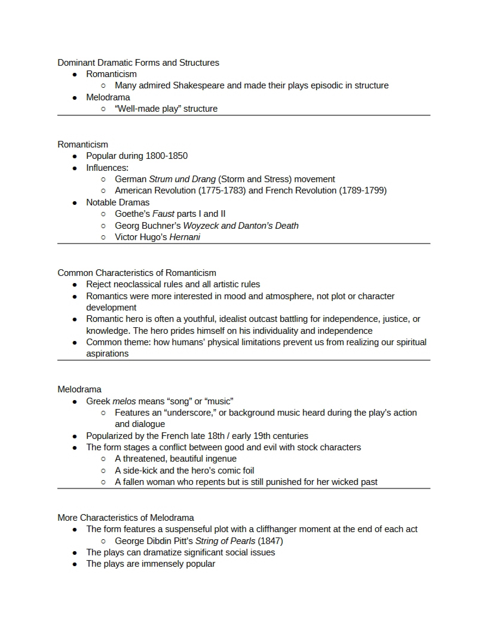 Structures and Forms of Dominant Drama