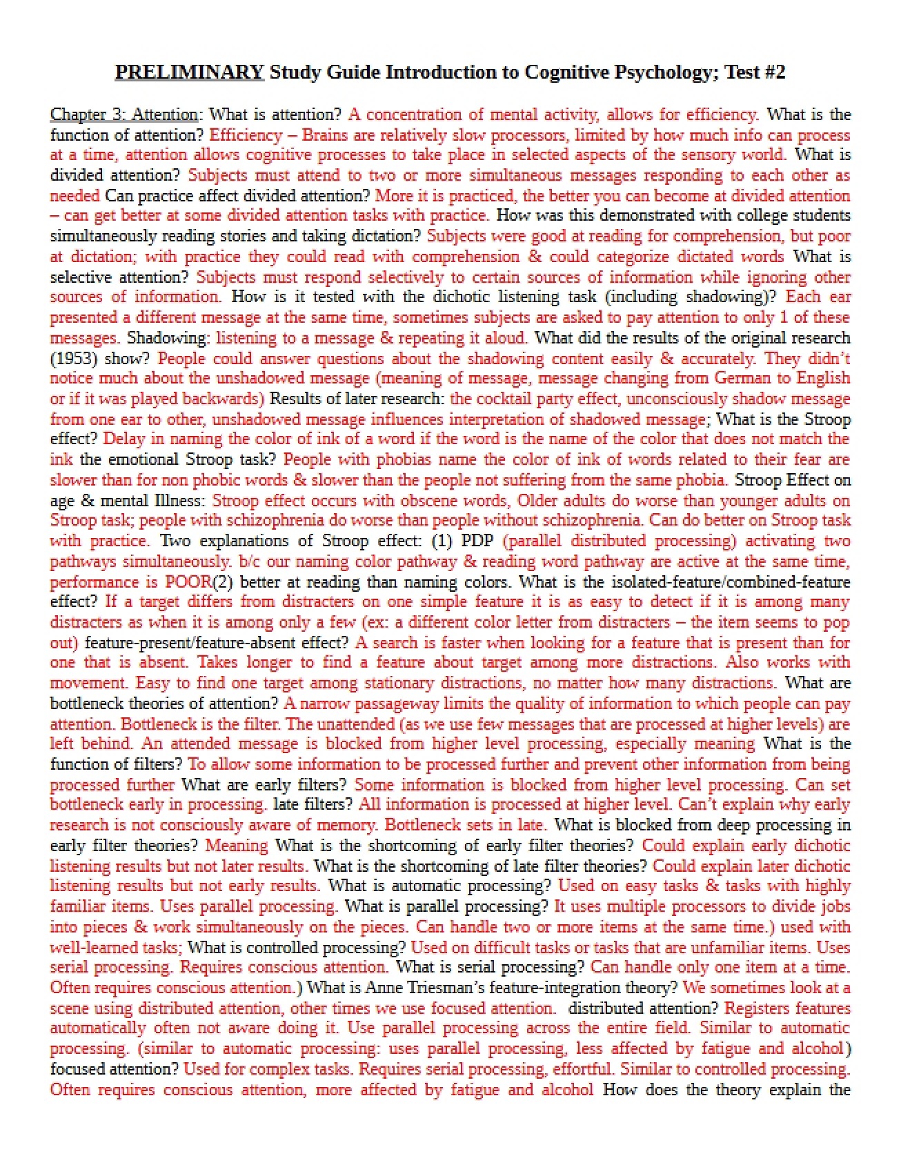 Second Test Study Guide for Cognitive Psychology