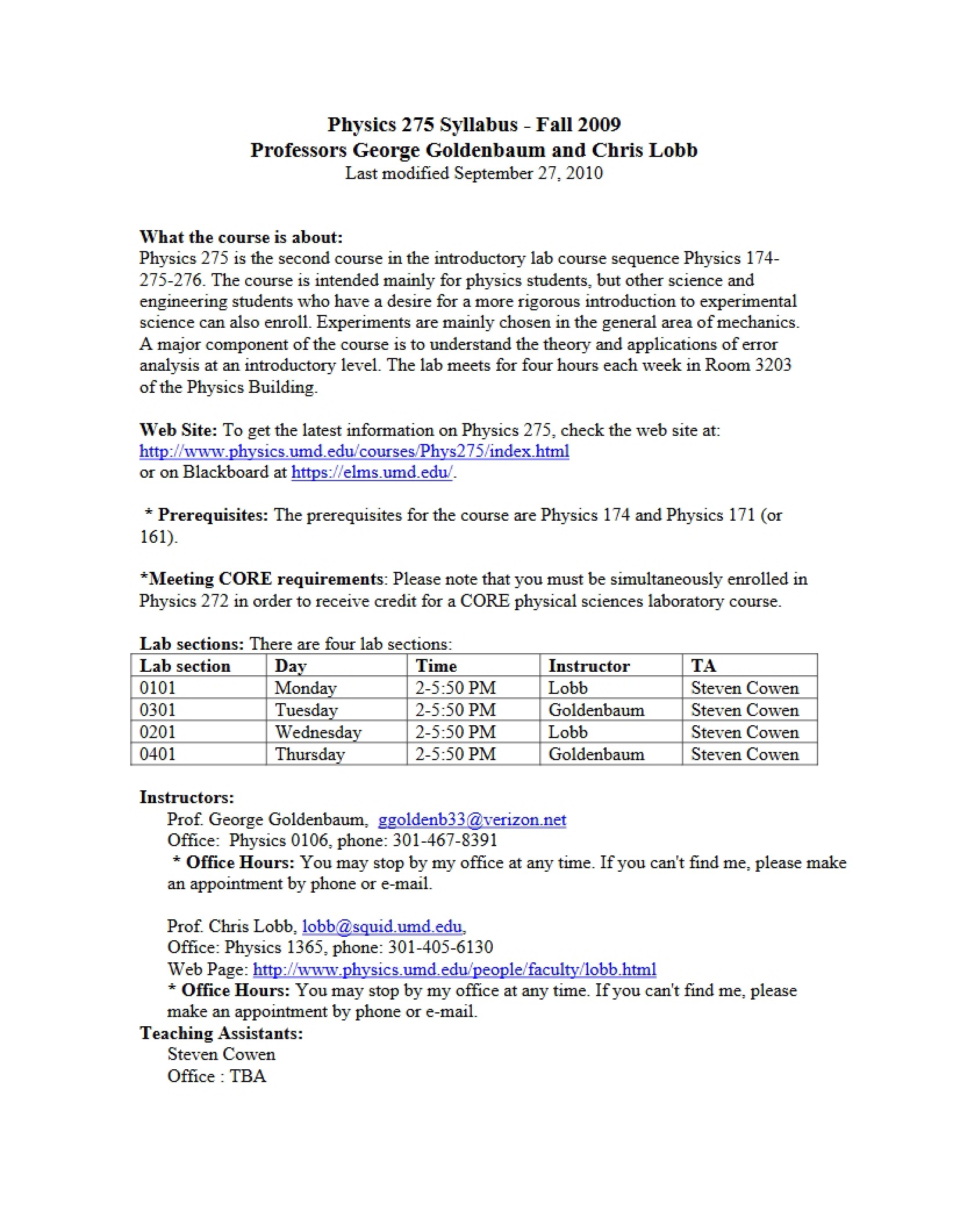 Experimental Physics Syllabus