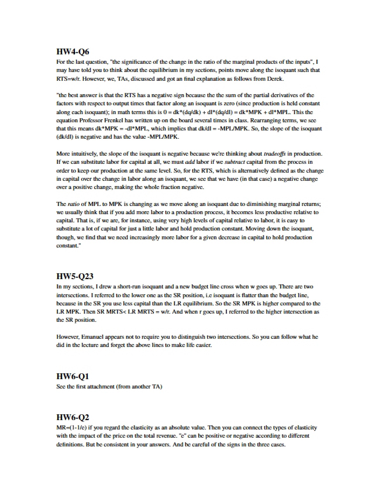 Homework Problems for Econ 100