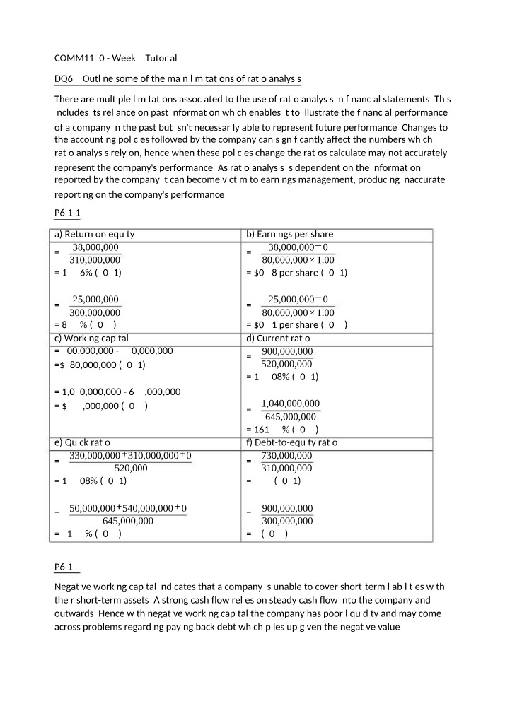 Limitations of Financial Statement Ratio Analysis