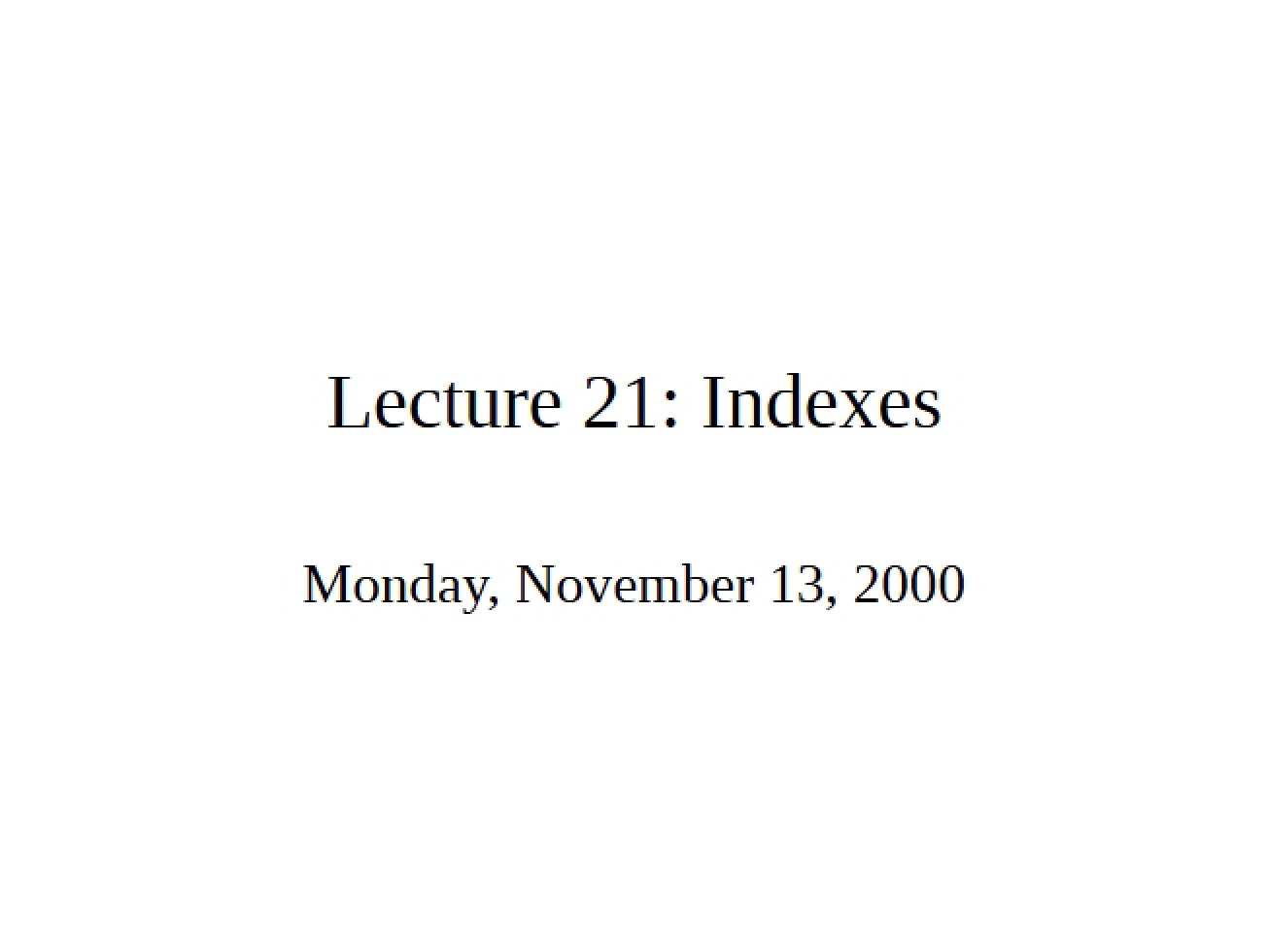 Database Indexes