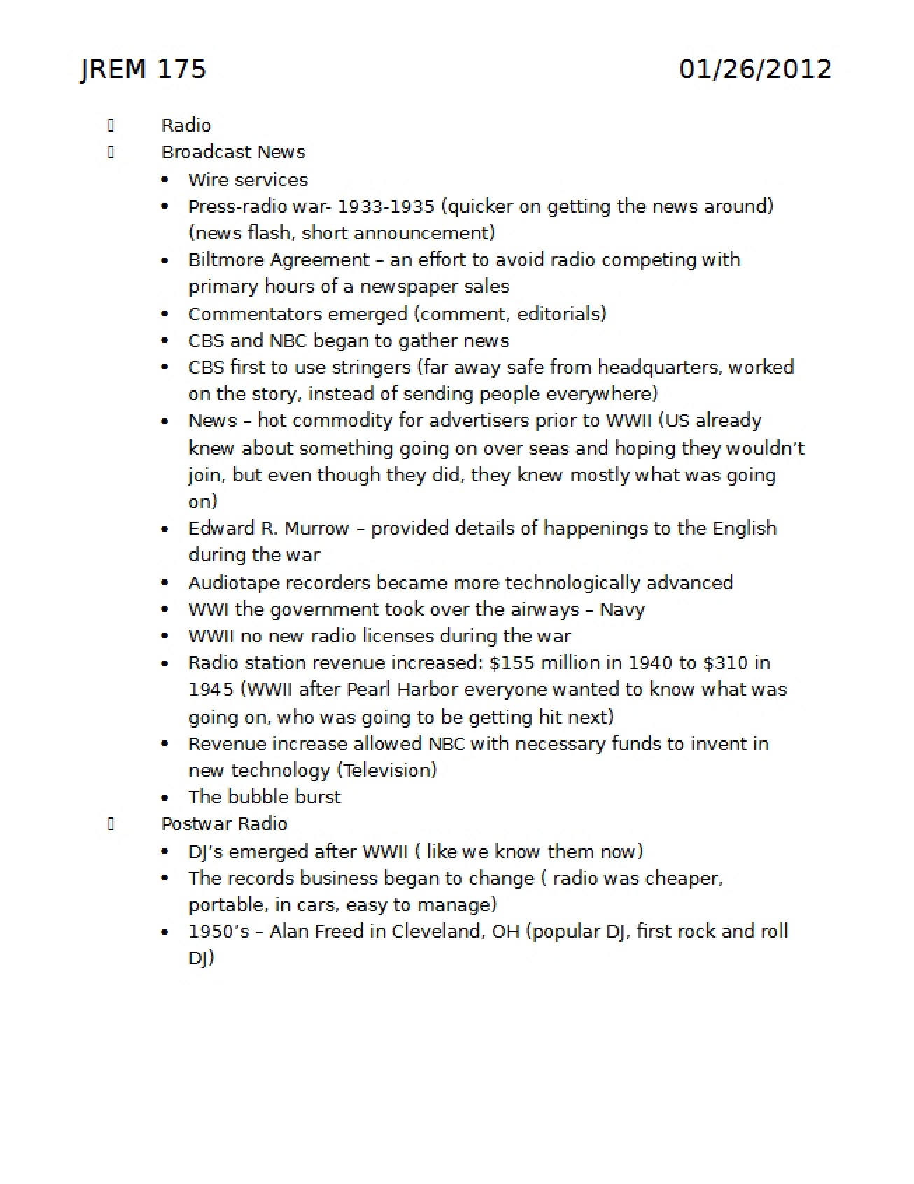 Notes Part One