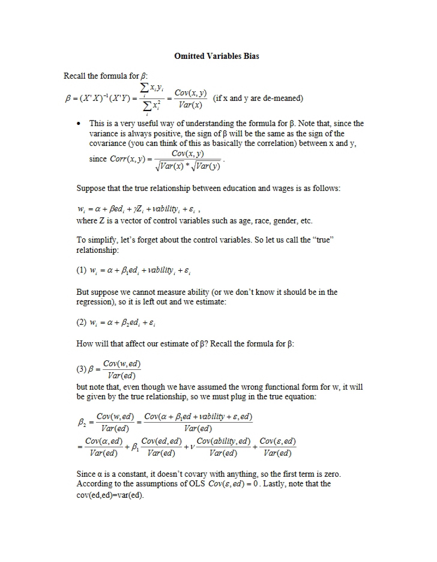 Bias from Omitted Variables