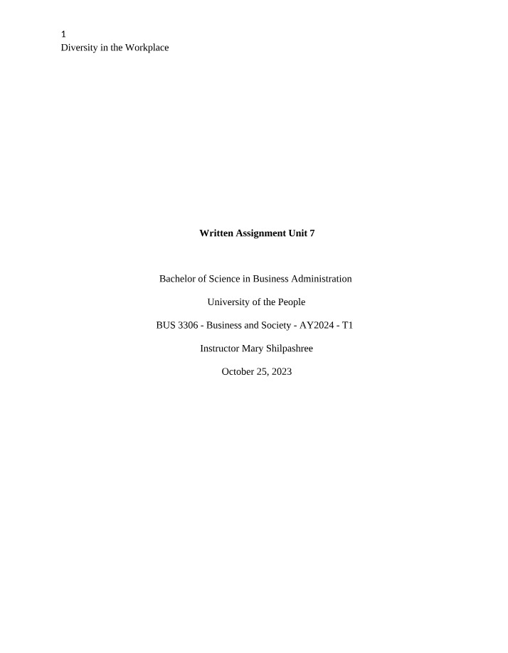 Written Assignment Unit 7 Final