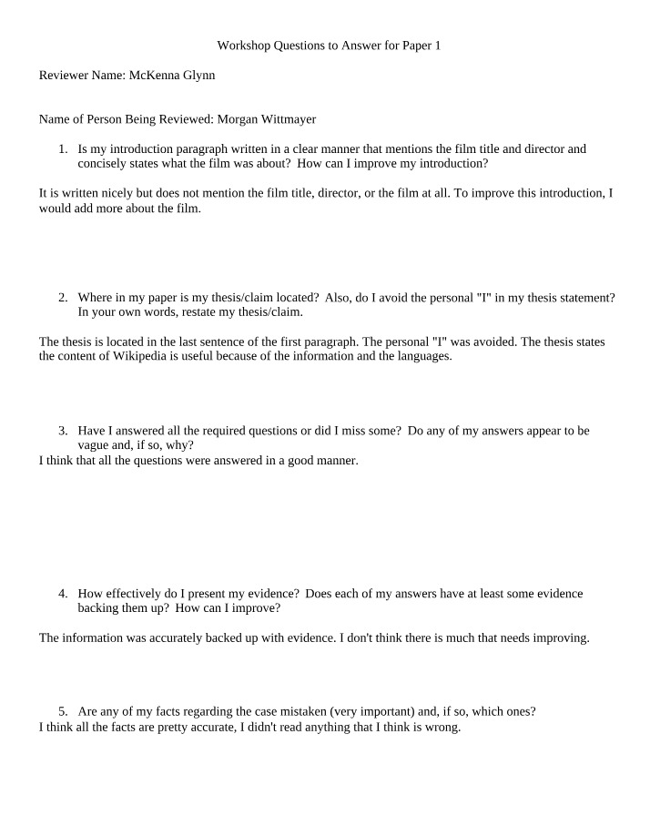 Paper 1 Workshop Questions