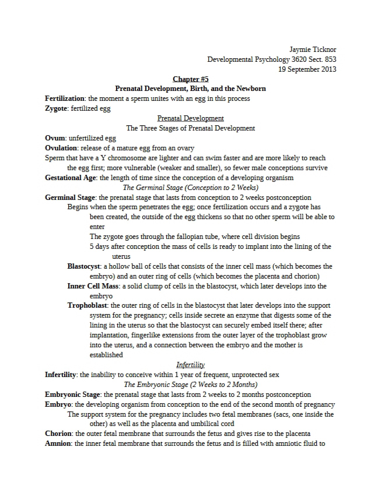 Developmental Psychology Chapter Five