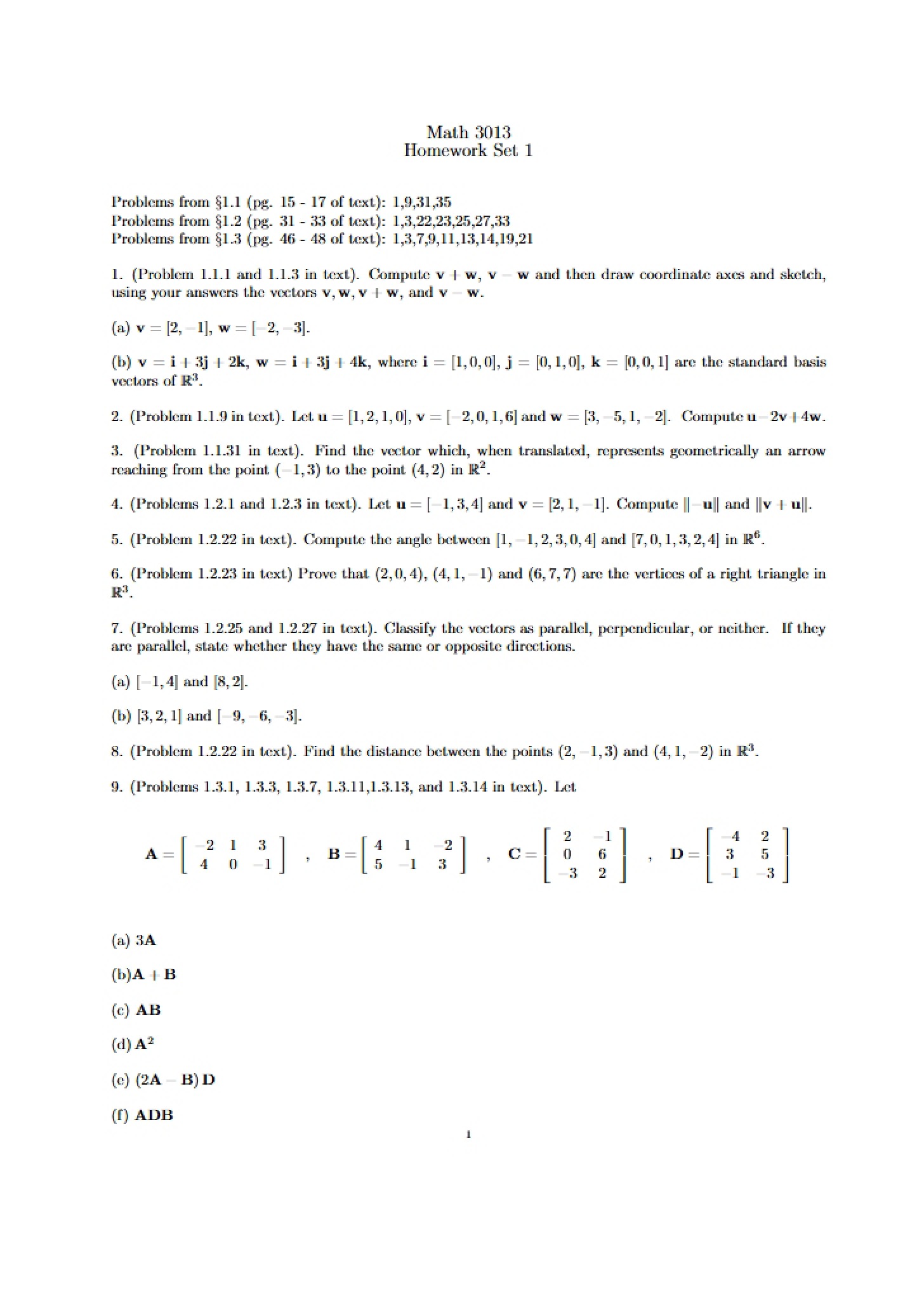 Course Syllabus Linear Algebra (Math 3013)