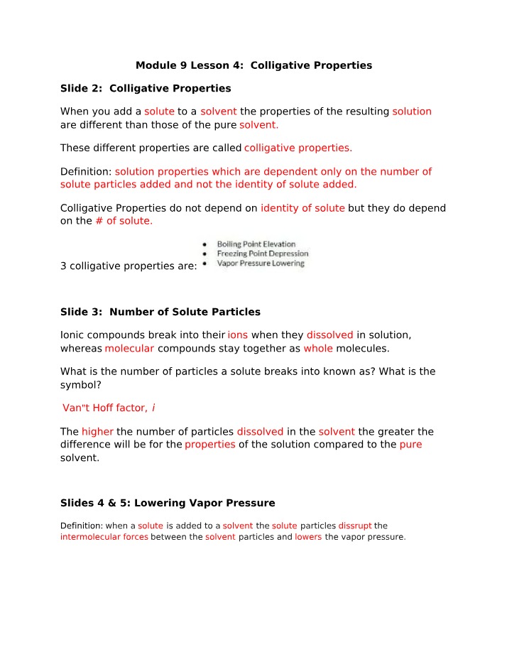 World Civilizations II - Colligative Properties