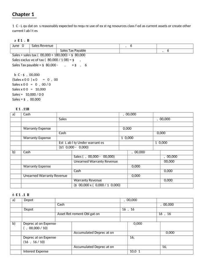 Answers for ACCT301B Mock Exam 1