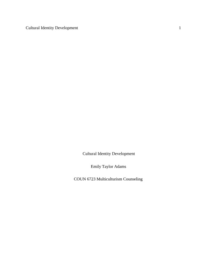 Explorations in Cultural Identity Development
